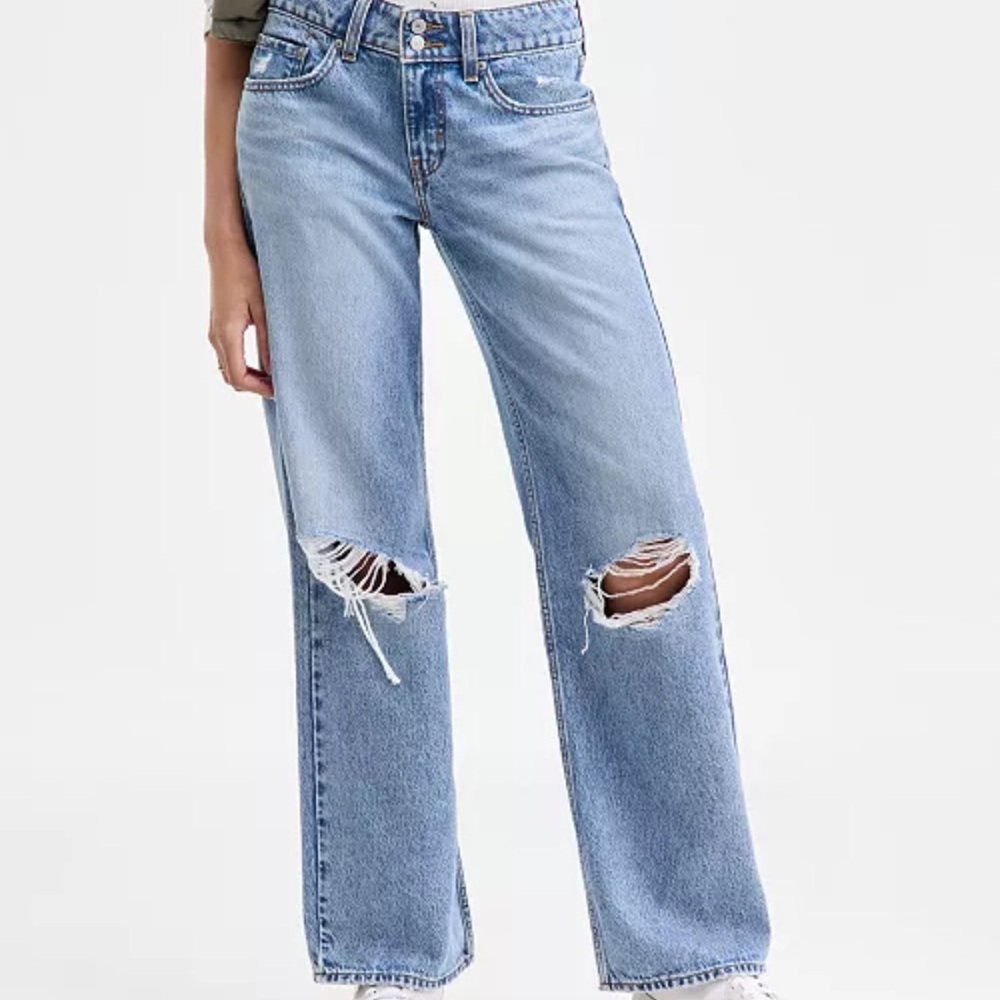 Levi's Light Blue Distressed Straight-Leg Jeans for Women